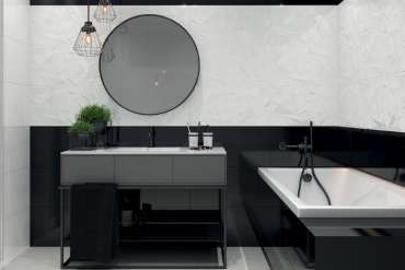 banheiro preto e branco