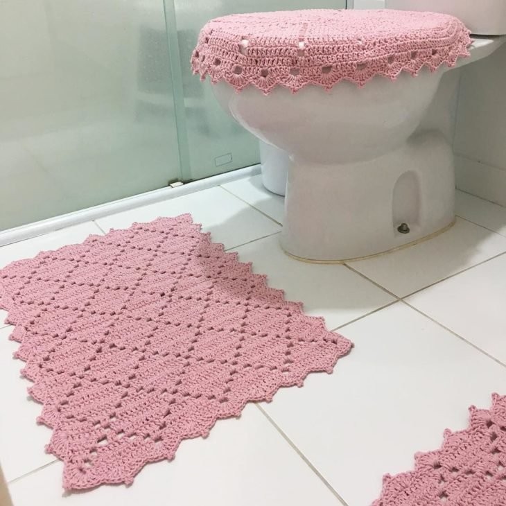 fotos e ideias de jogos de banheiros feitos em crochÊ19