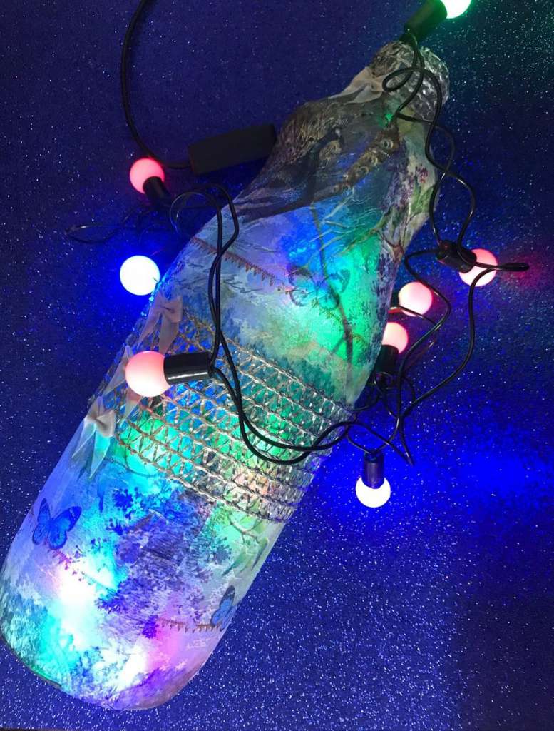 Garrafas Para O Natal Decoradas Com Pisca Pisca5